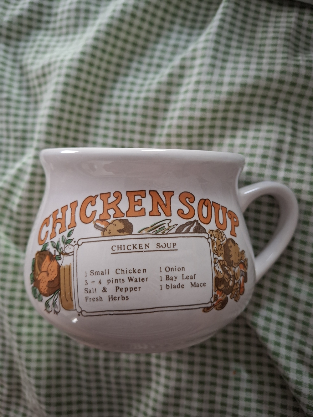 White "Chicken Soup" Ceramic Soup Mug